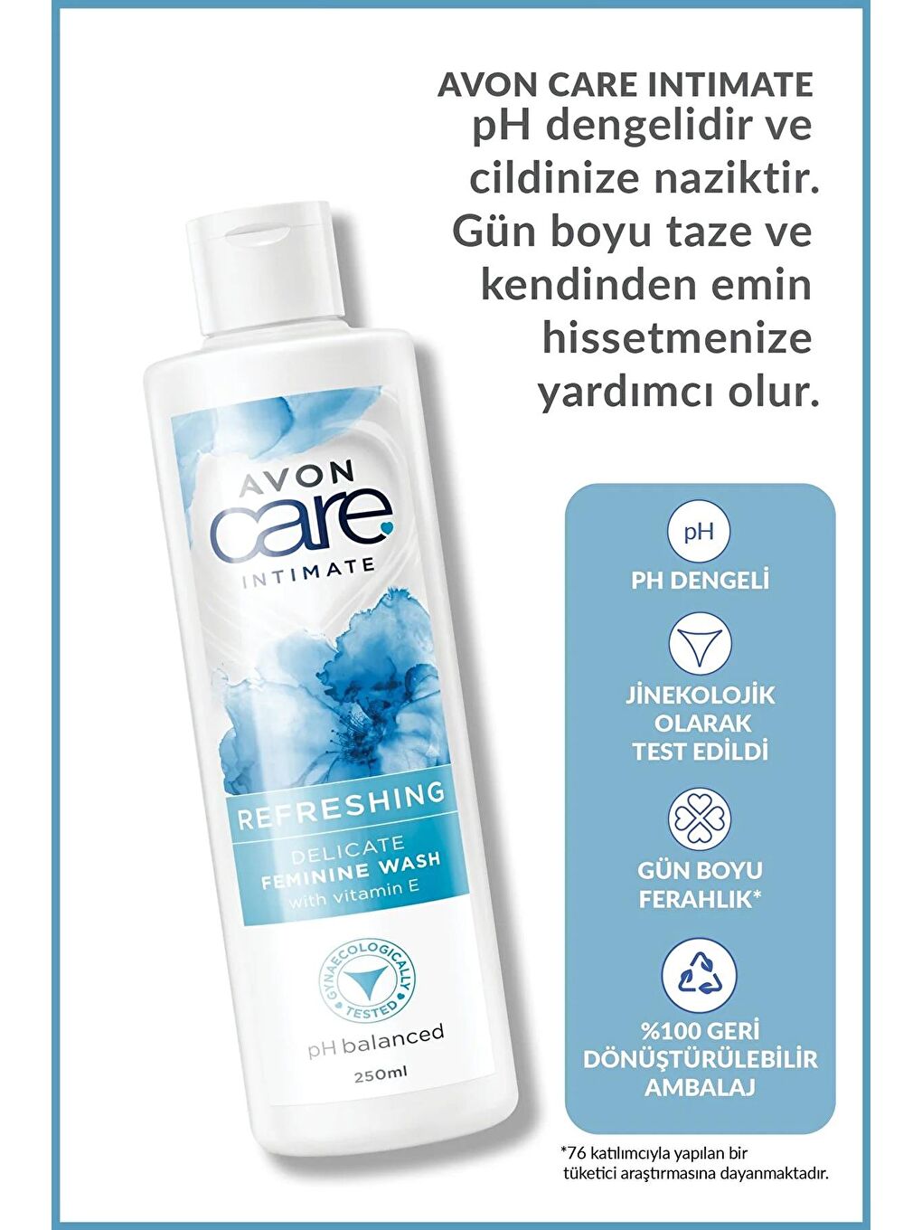 AVON Renksiz Care Intimate Refreshing E Vitamini İçeren Dış Genital Bölge Temizleyici 250 ml - 1