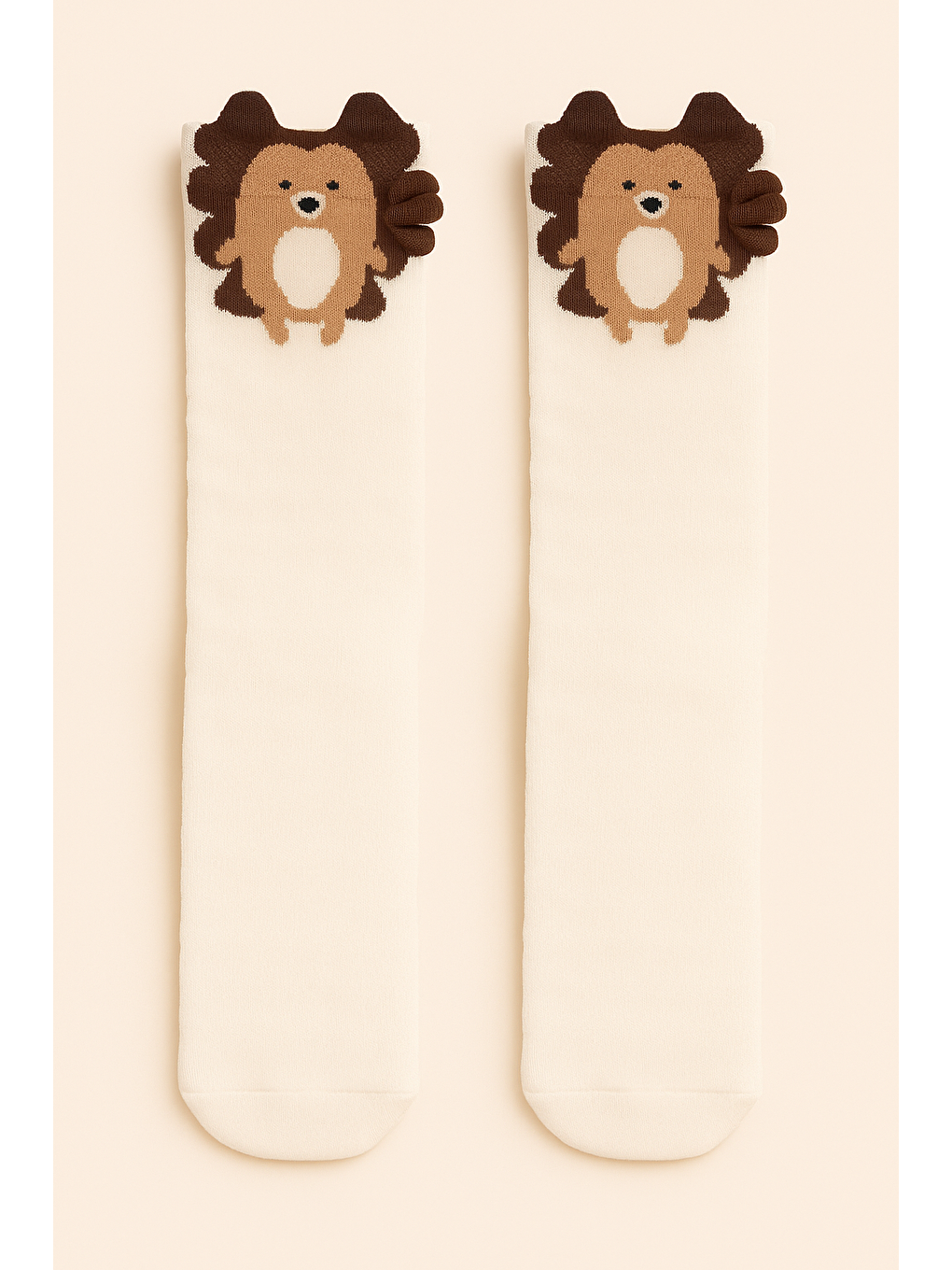 Çocuk Kirpi Desenli Soket Çorap Beyaz
