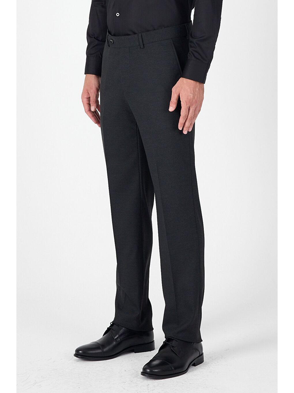 Antrasit Yan Cep Açık Paça Düz Comfort Fit Esnek Pantolon 1003250914-2