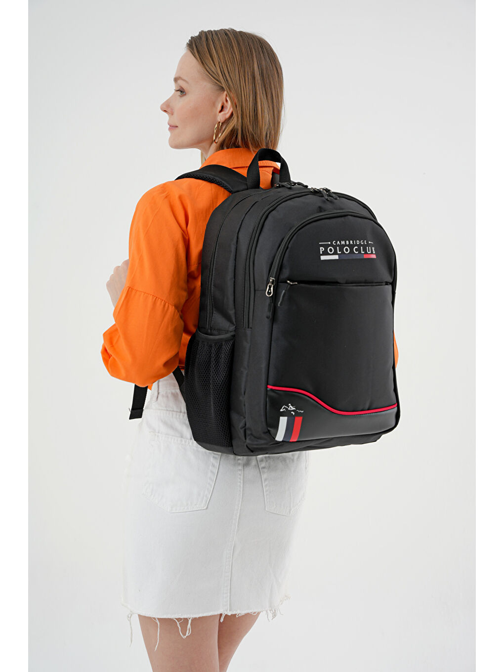 Siyah Unisex Çok Gözlü Sırt Çantası-2