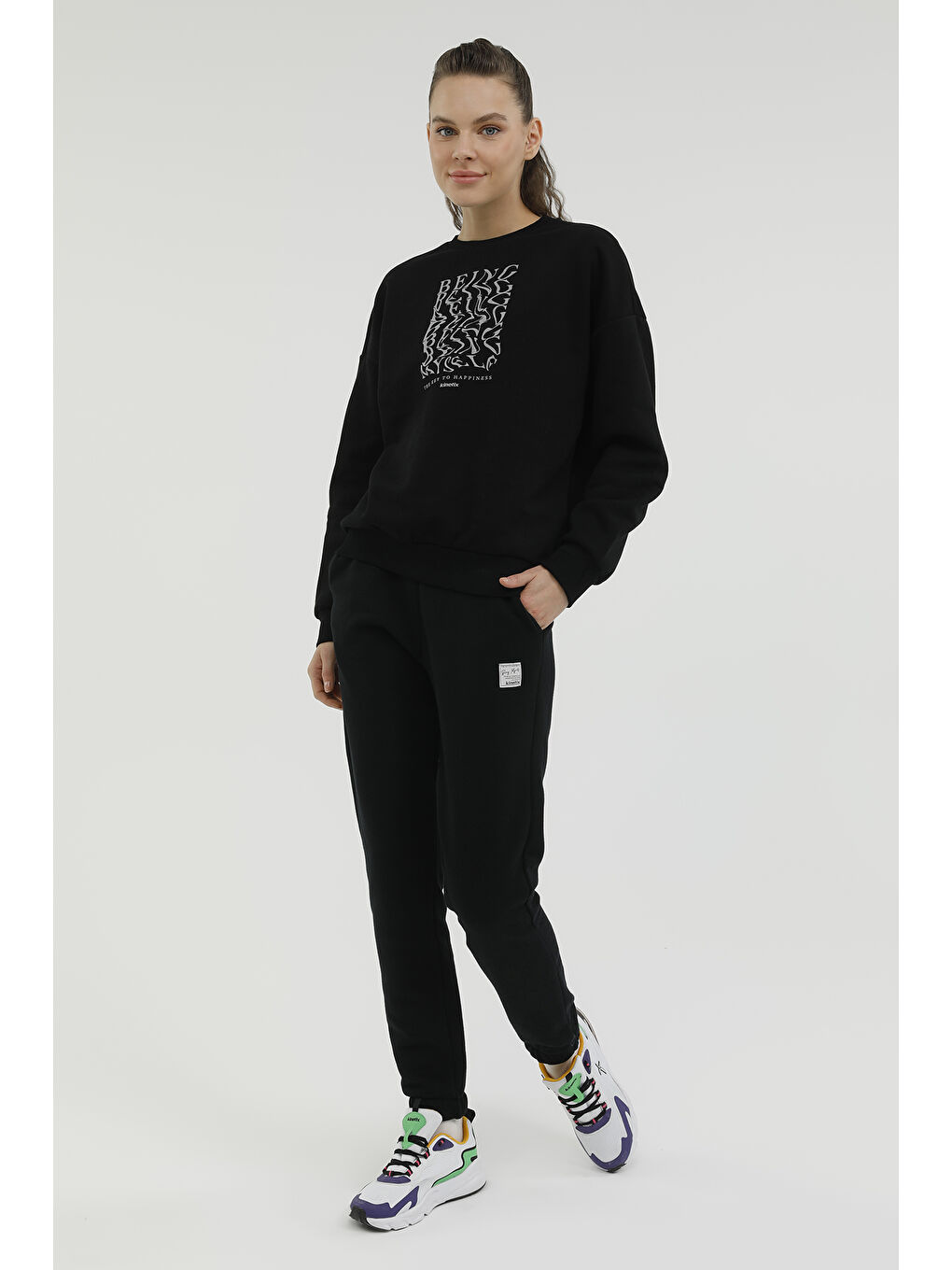 Kinetix Siyah W-SDK203 RACHEL SLOGAN SW Siyah Kadın Sweatshirt - 2