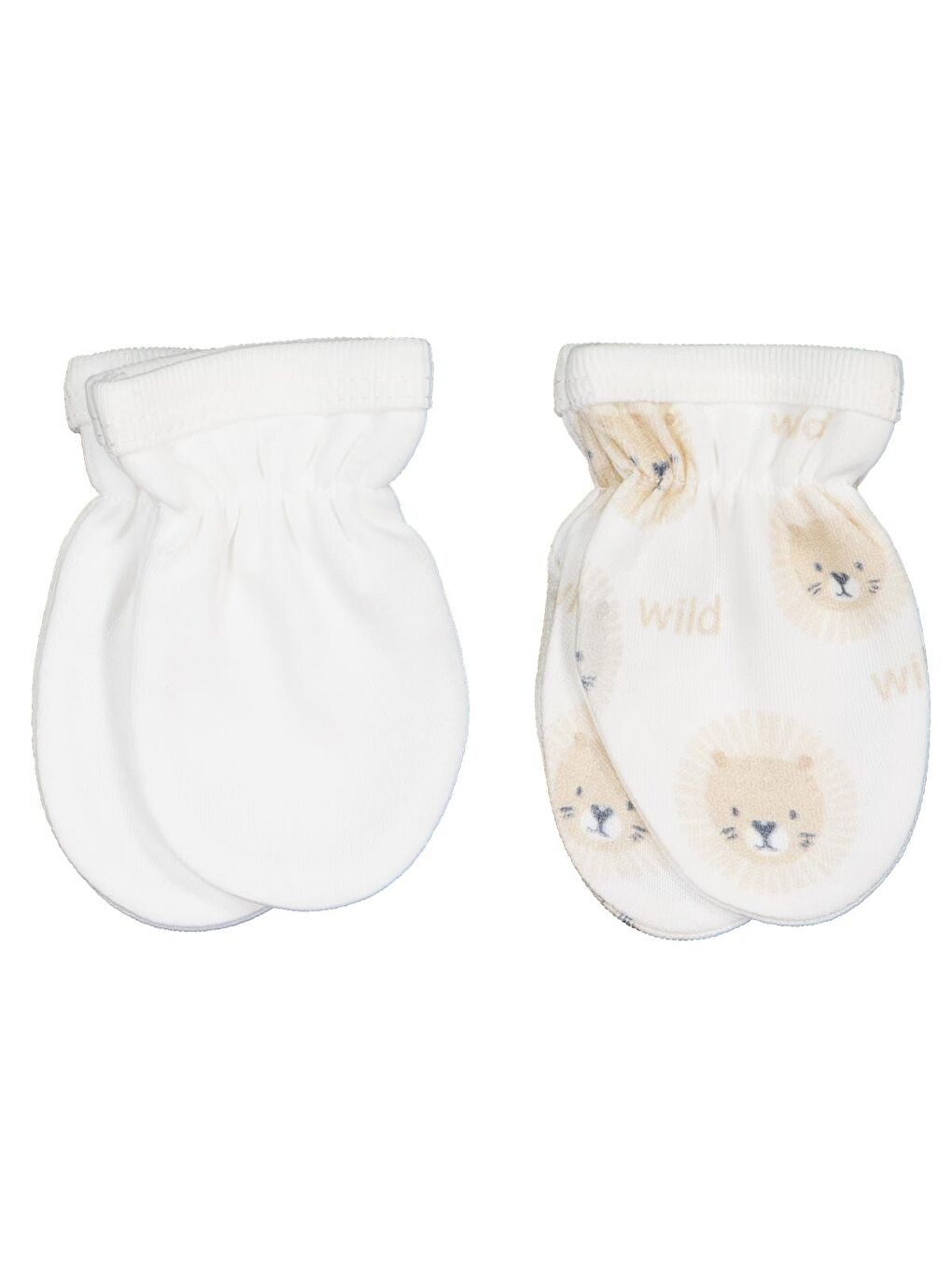 Baby Aslan Baskılı 2 Li Bebe Eldiven - Ekru Standart
