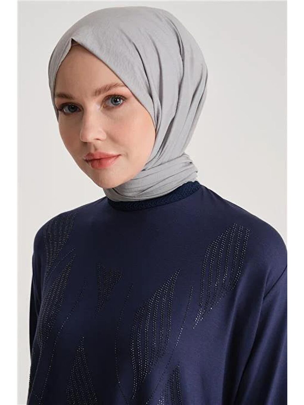 Mavi Taş Detaylı Penye Bluz 24Yd9001 İndigo