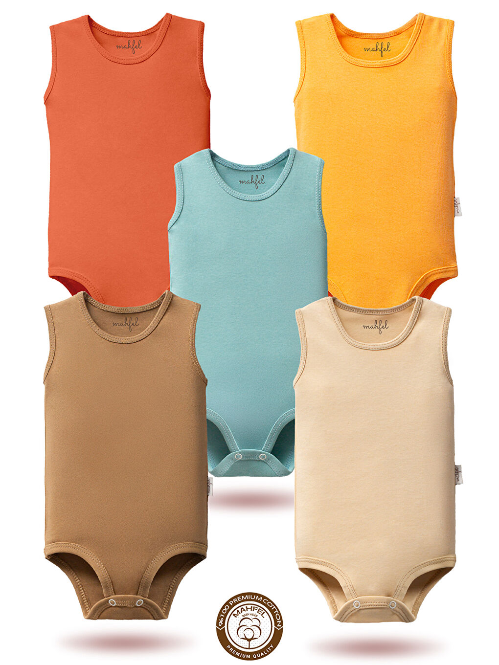 Yeşil %100 Pamuklu Kolsuz Basic Çıtçıtlı Bebek Body Zıbın E