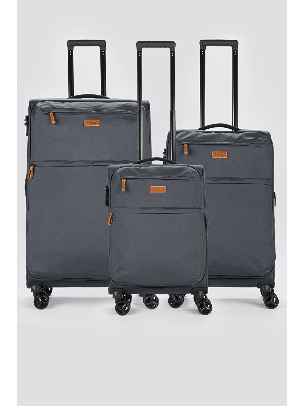 Gri Unisex Ekstra Hafif Kumaş 3'lü Valiz Seti