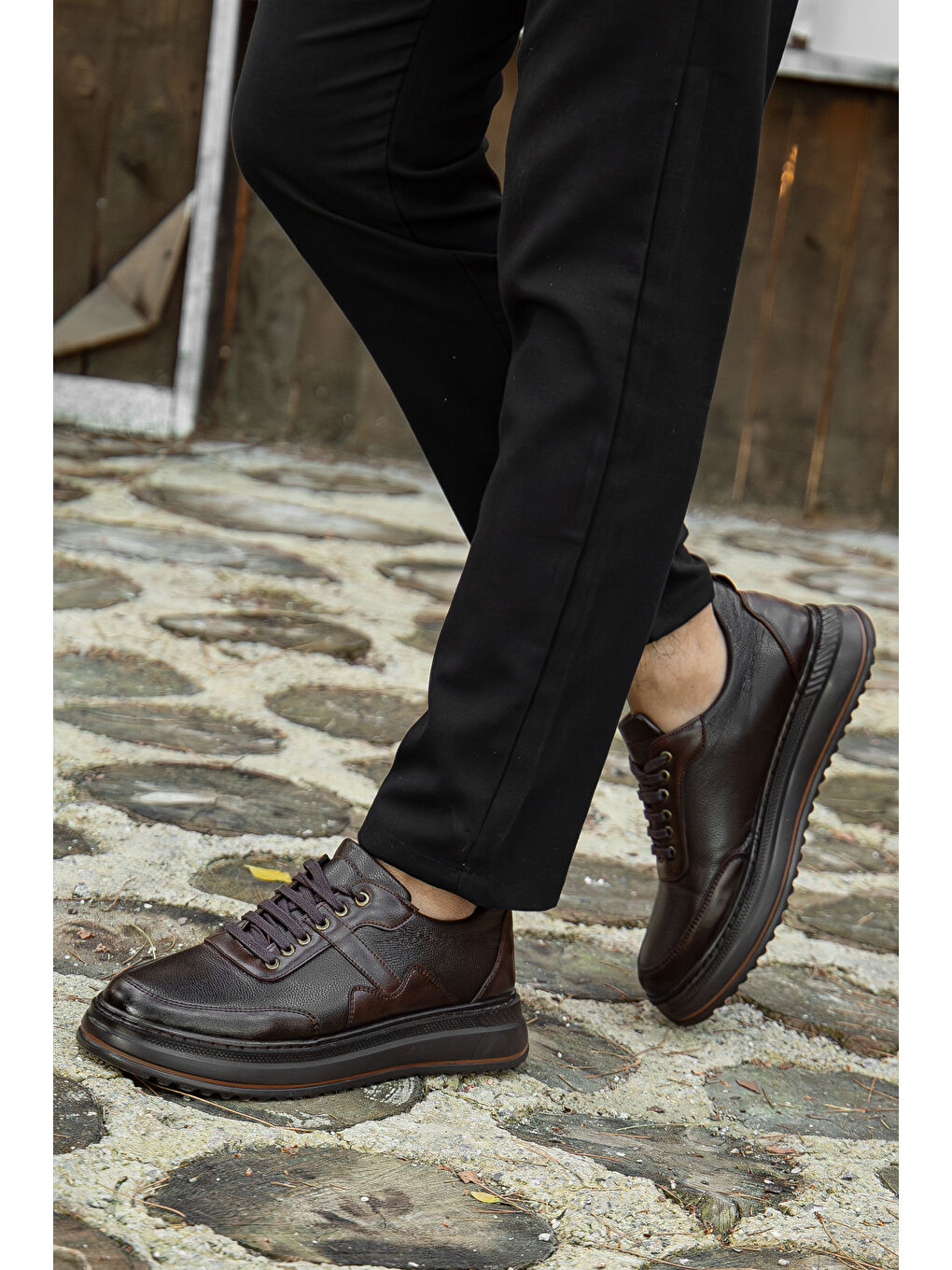 Kahverengi D0889 Günlük Ortopedik Erkek Klasik Ayakkabı-1