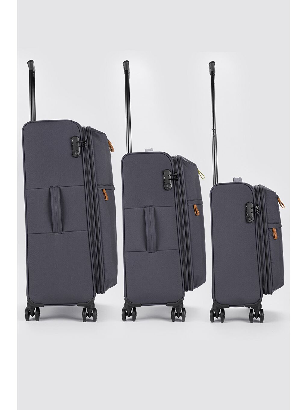 Gri Unisex Ekstra Hafif Kumaş 3'lü Valiz Seti-1