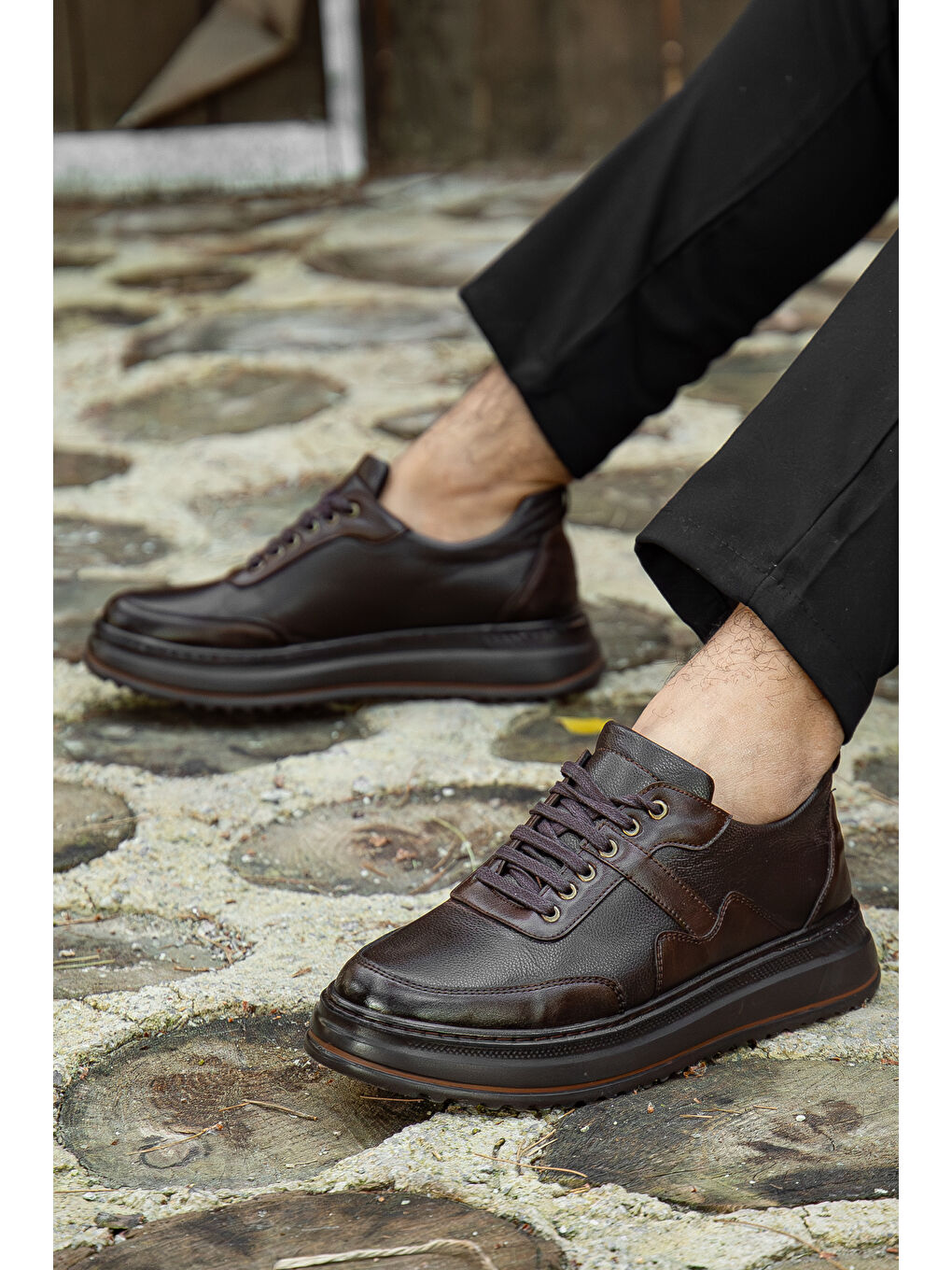 Kahverengi D0889 Günlük Ortopedik Erkek Klasik Ayakkabı-2