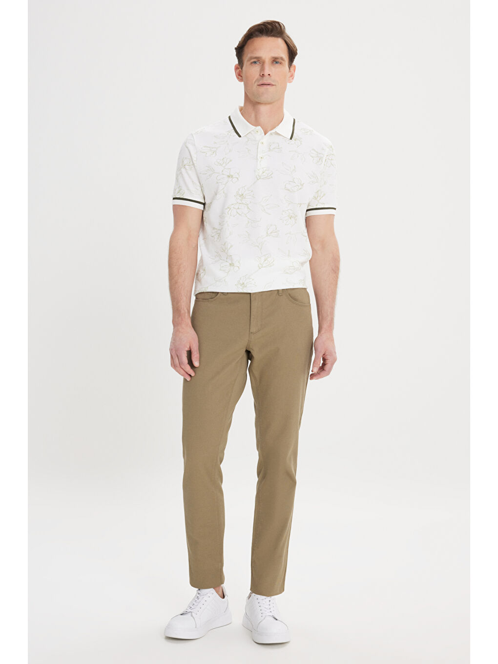 Erkek Yeşil Slim Fit Dar Kesim 5 Cep Armürlü Esnek Pantolon-2