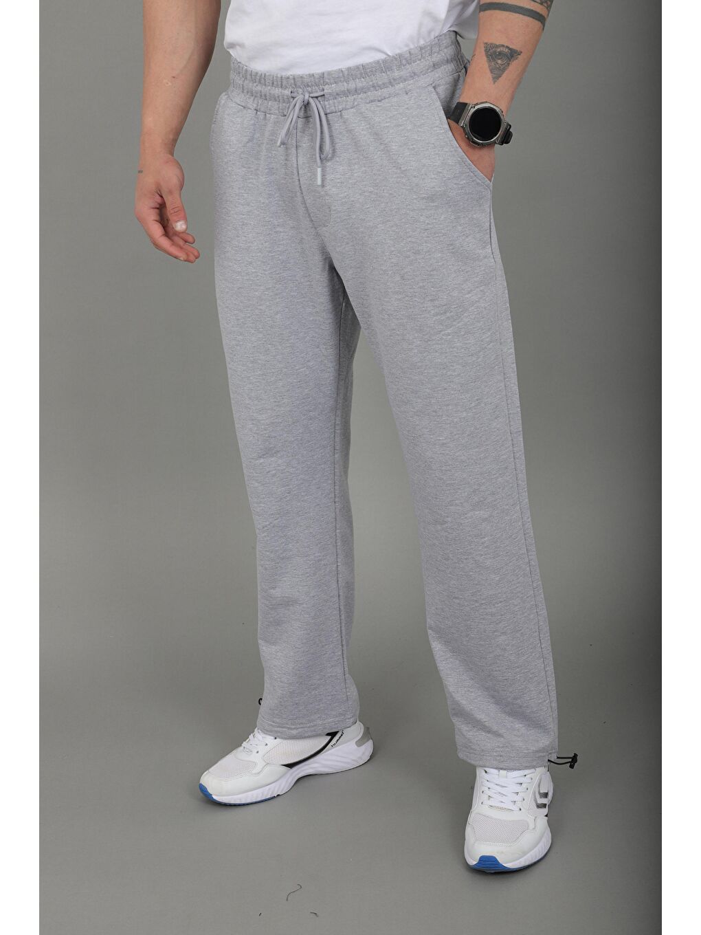 Gri Düz 2 İp Baggy Eşofman Altı SPR_70135-1