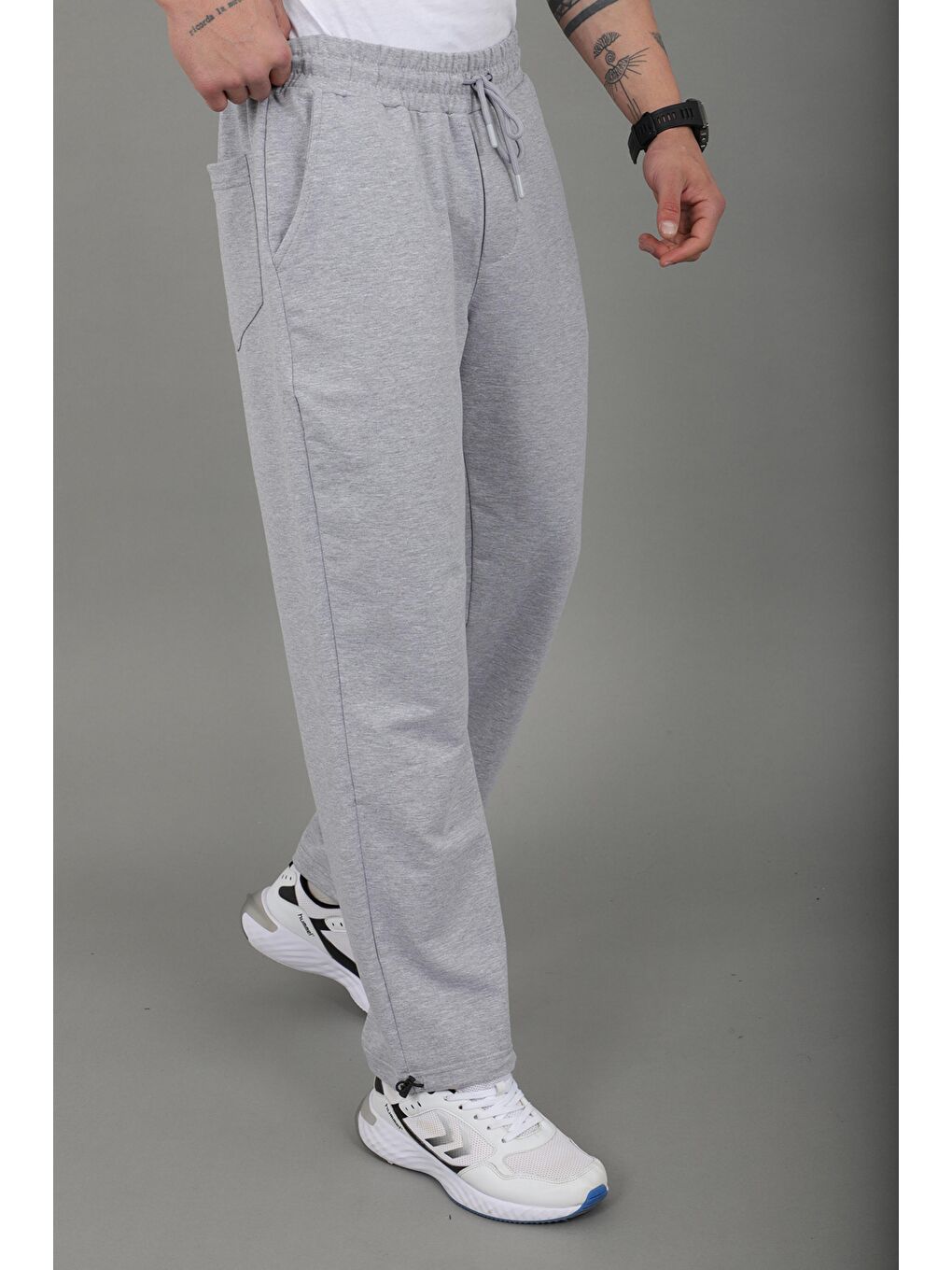 Gri Düz 2 İp Baggy Eşofman Altı SPR_70135-2