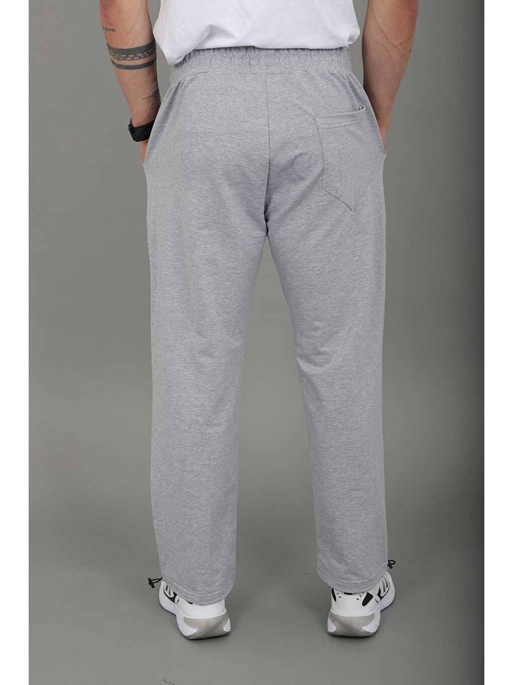 Gri Düz 2 İp Baggy Eşofman Altı SPR_70135-4