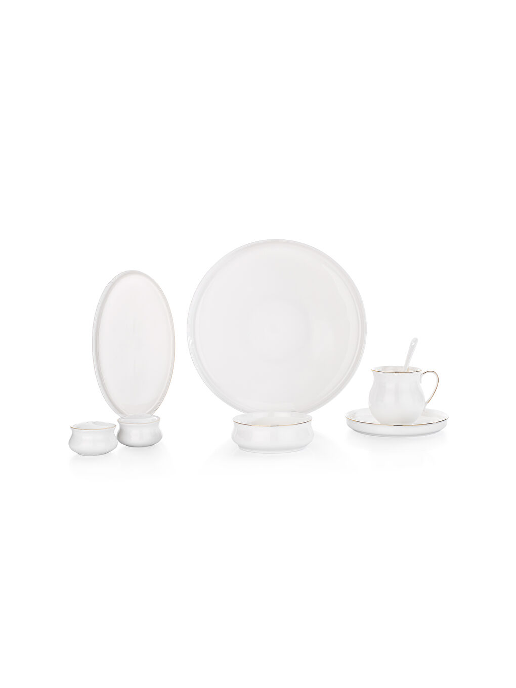 Beyaz Superfine Bone Lumiere Kahvaltı Takımı 32 Parça-Gold-3