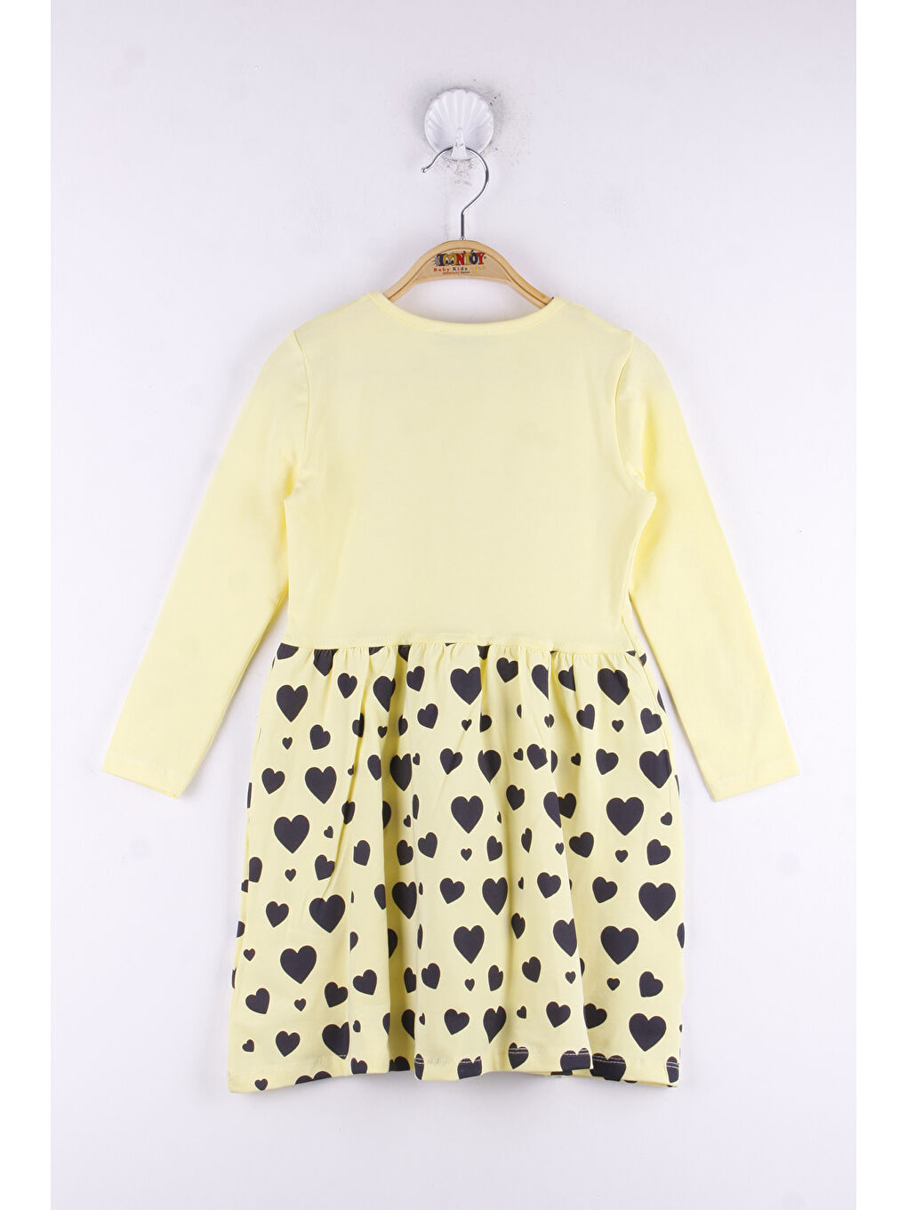 Sarı Kız Çocuk Love Baskılı Elbise-1