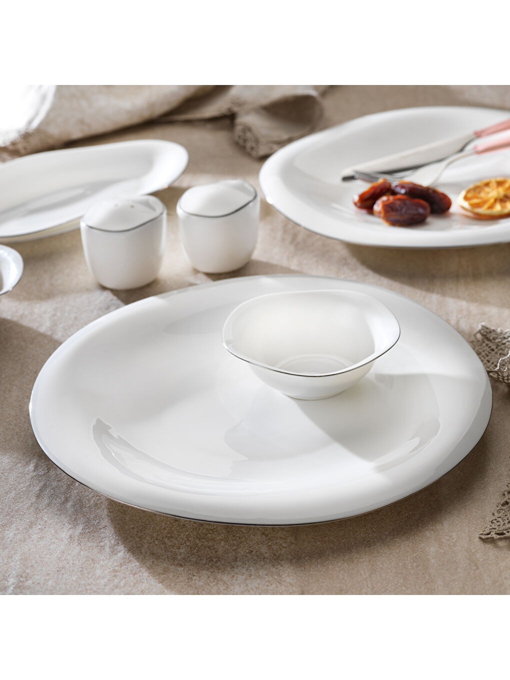 Beyaz Superfine Bone Elixir Kahvaltı Takımı 32 Parça-Platin-1