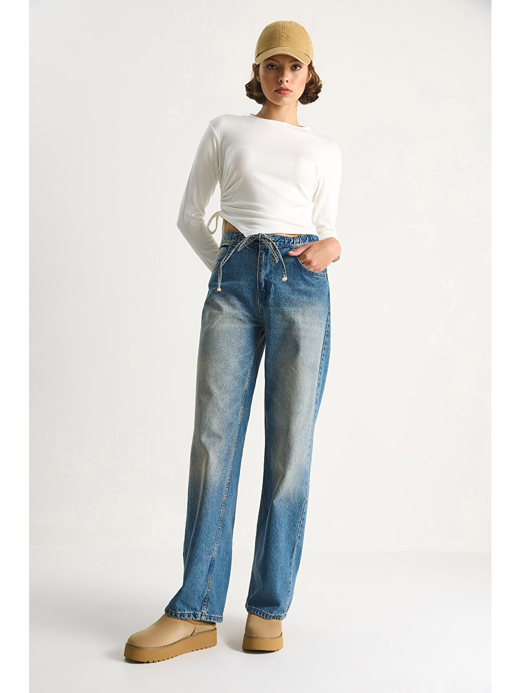 Mavi Kadın Belden İp Bağlamalı Denim Pantolon-1