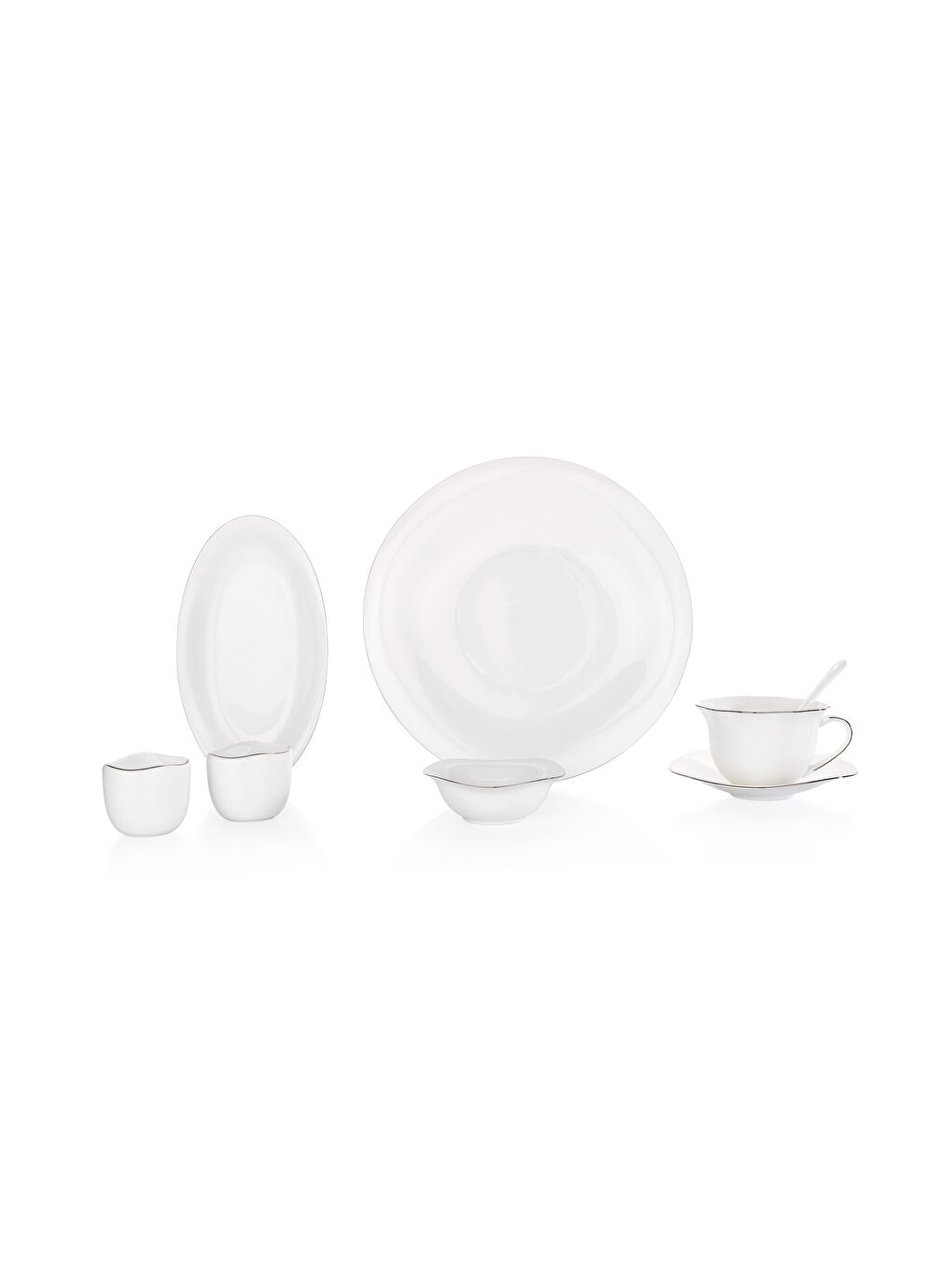Beyaz Superfine Bone Elixir Kahvaltı Takımı 32 Parça-Platin-3