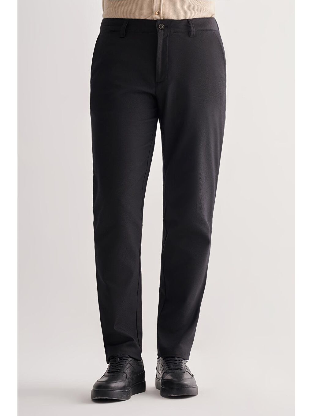 Siyah Yan Cep Düz Paça Pamuklu Comfort Fit Chino Casual Pantolon 1003255166