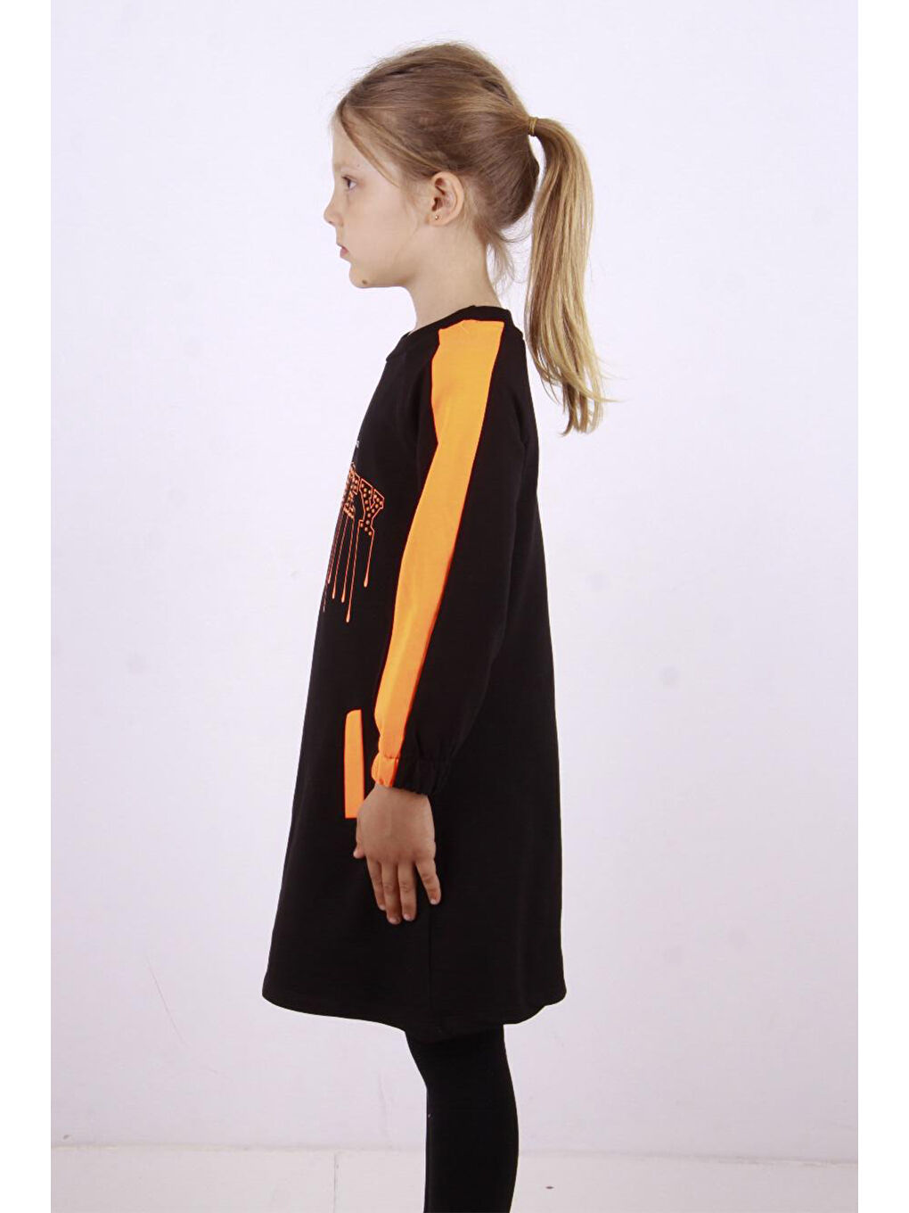 Siyah Kız Çocuk Honey Baskılı Elbise-2