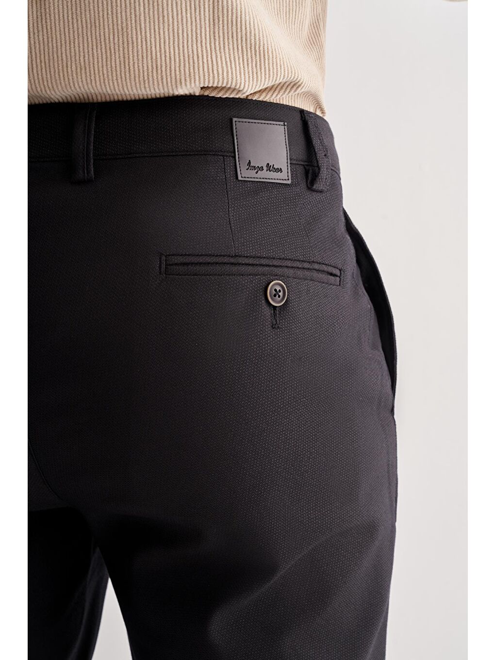 Siyah Yan Cep Düz Paça Pamuklu Comfort Fit Chino Casual Pantolon 1003255166-4