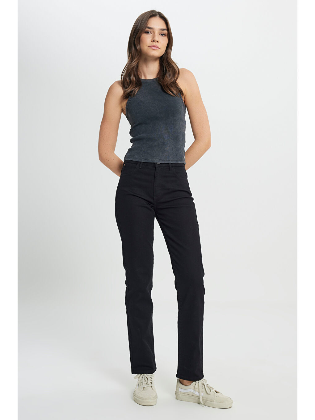 Straight Fit Düz Kesim Yüksek Bel Düz Paça Siyah Jean Jean Pantolon