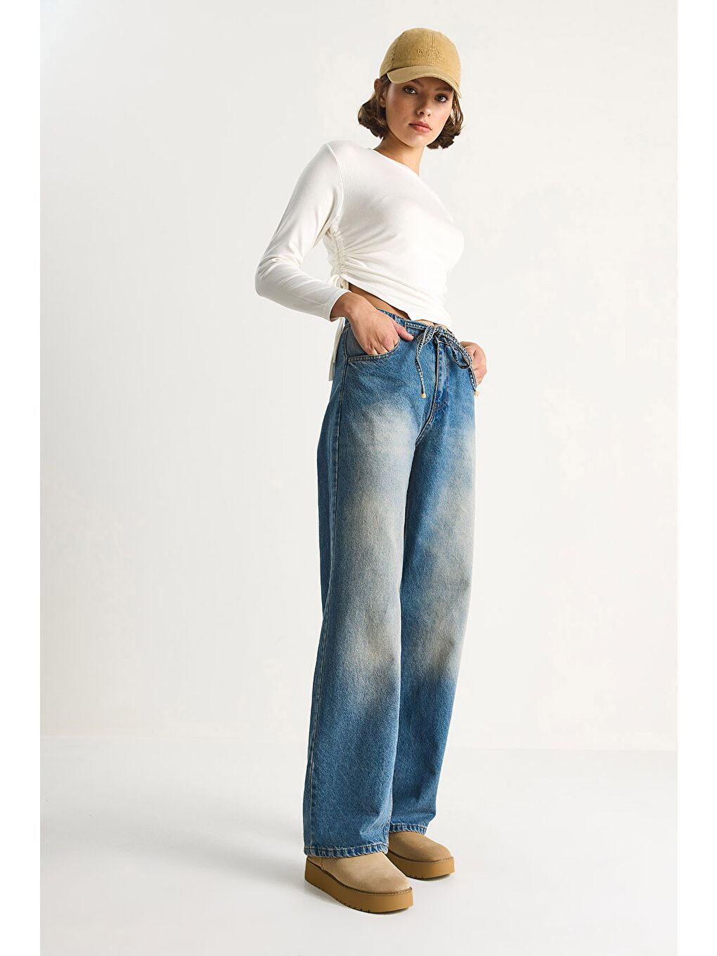 Mavi Kadın Belden İp Bağlamalı Denim Pantolon-3