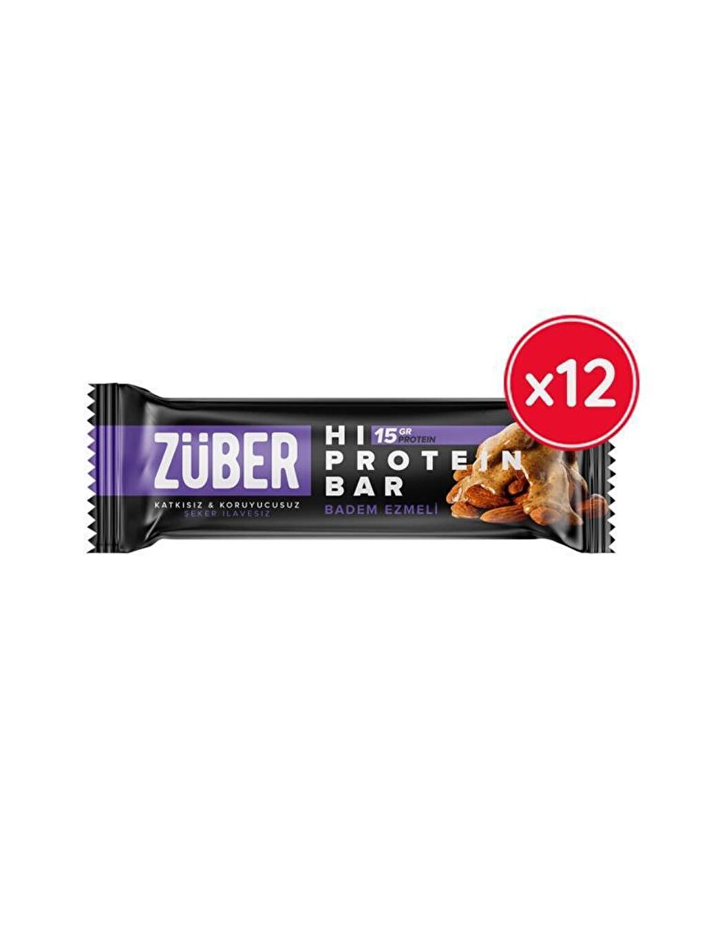 Züber Renksiz Badem Ezmeli Yüksek Protein Bar 12 X 45 gr - 1