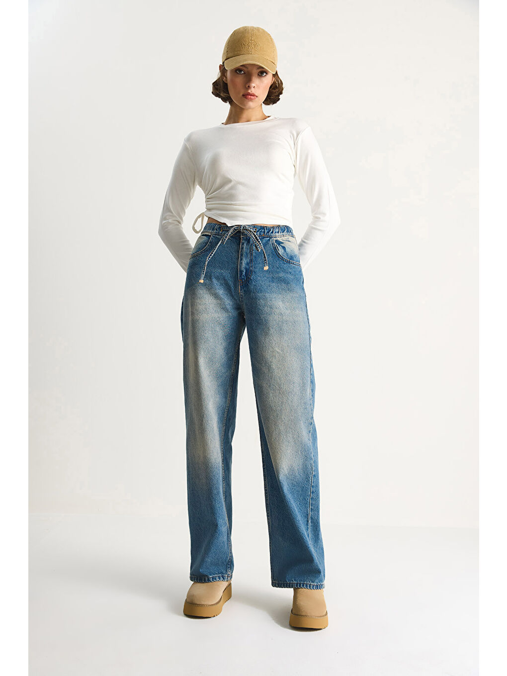 Mavi Kadın Belden İp Bağlamalı Denim Pantolon-4