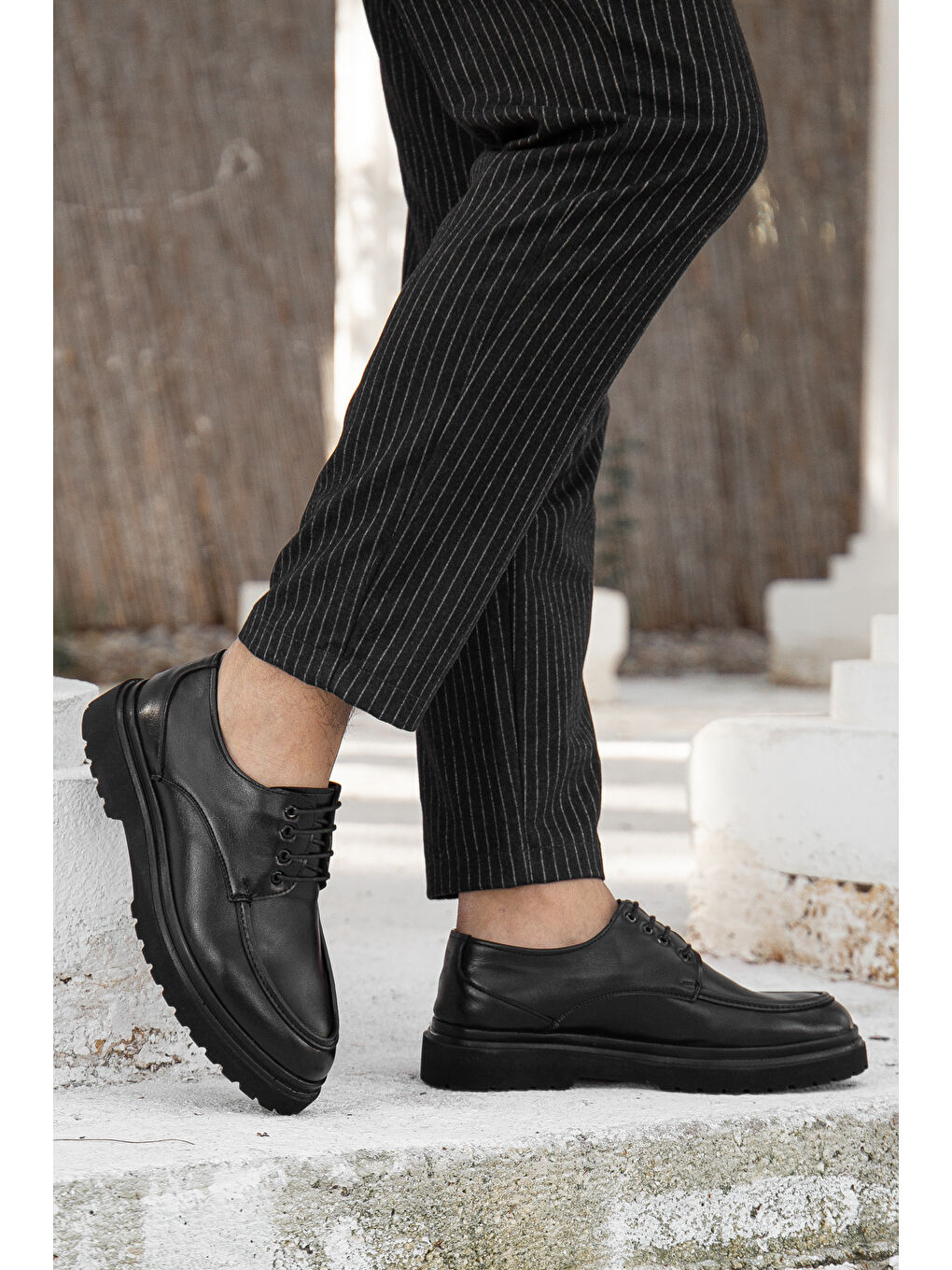 Siyah D0181 Günlük Ortopedik Erkek Klasik Ayakkabı-1