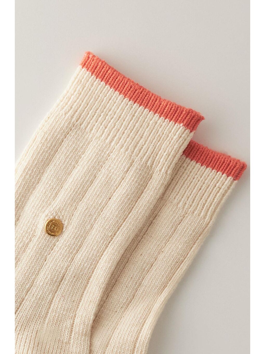 Lila Kadın Renkli Şeritli Pamuk Soket Çorap Ekru-Mercan-1