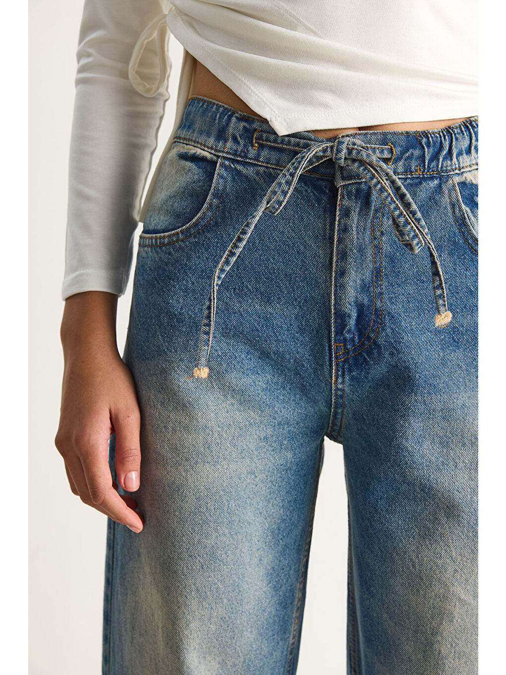 Mavi Kadın Belden İp Bağlamalı Denim Pantolon-5