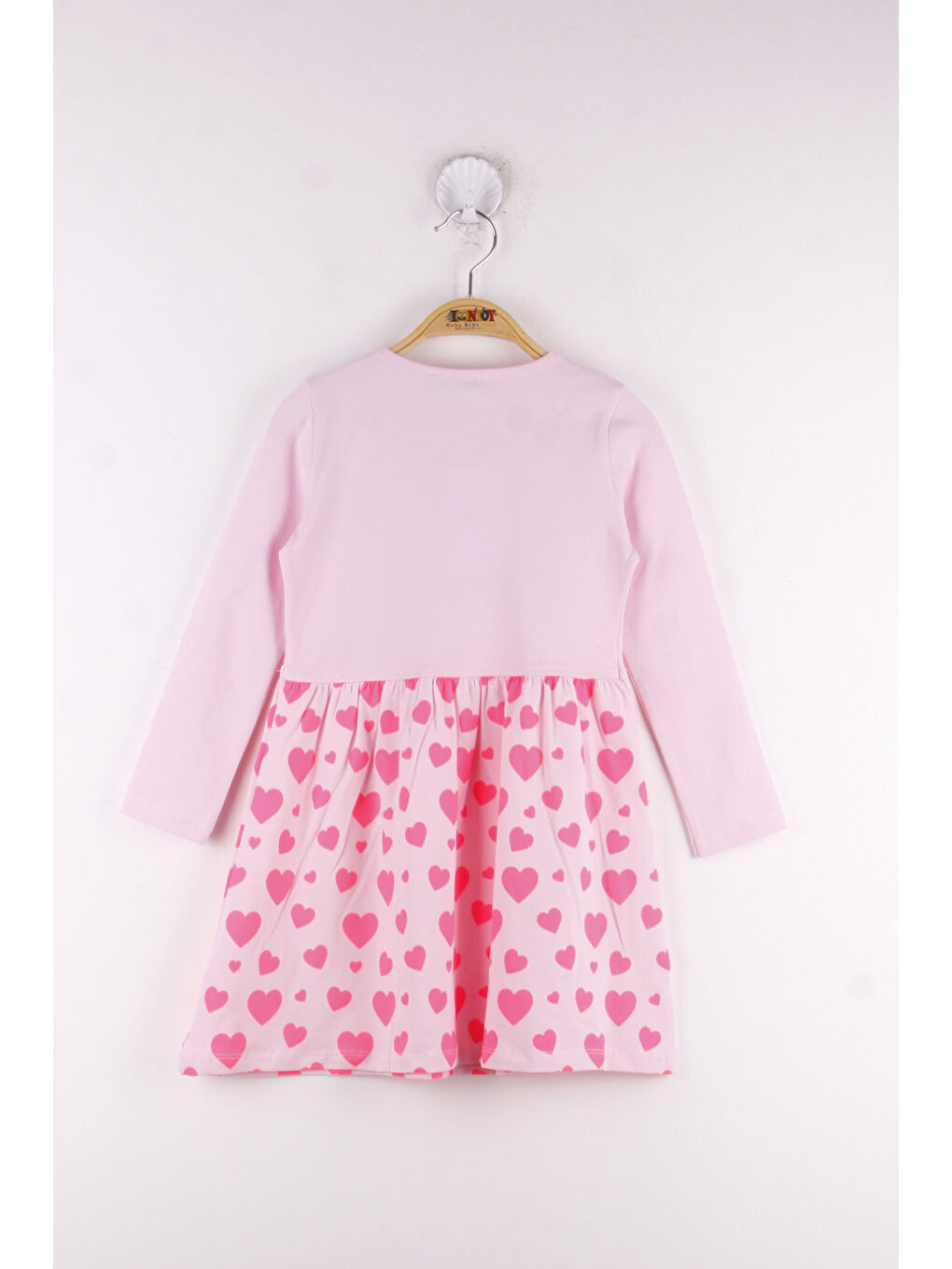 Pembe Kız Çocuk Love Baskılı Elbise-1