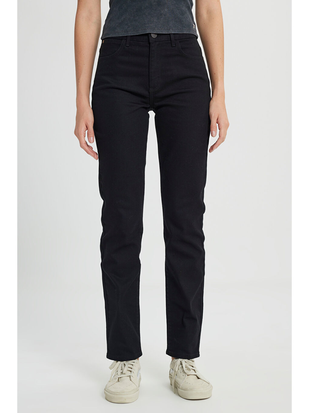 Straight Fit Düz Kesim Yüksek Bel Düz Paça Siyah Jean Jean Pantolon-2