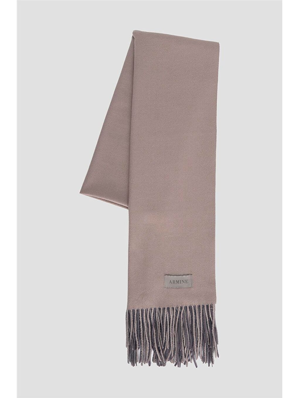 Bej Püsküllü Akrilik Atkı Açık Vizon