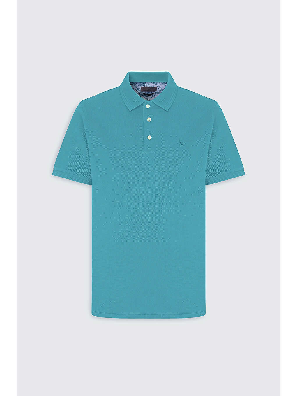 Erkek Petrol Slim Fit Dar Kesim Polo Yaka %100 Pamuk Kısa Kollu Tişört-5