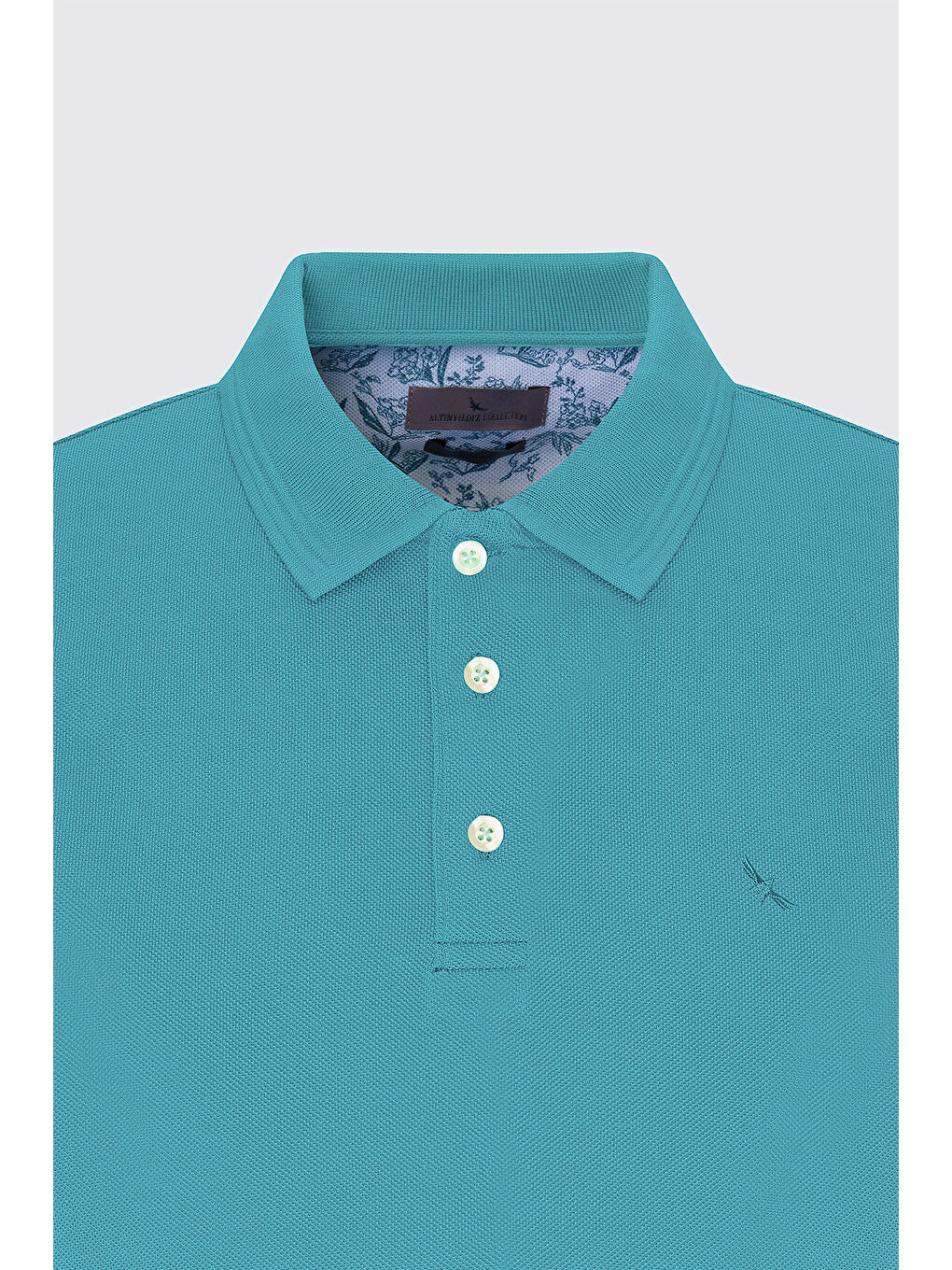 Erkek Petrol Slim Fit Dar Kesim Polo Yaka %100 Pamuk Kısa Kollu Tişört-6