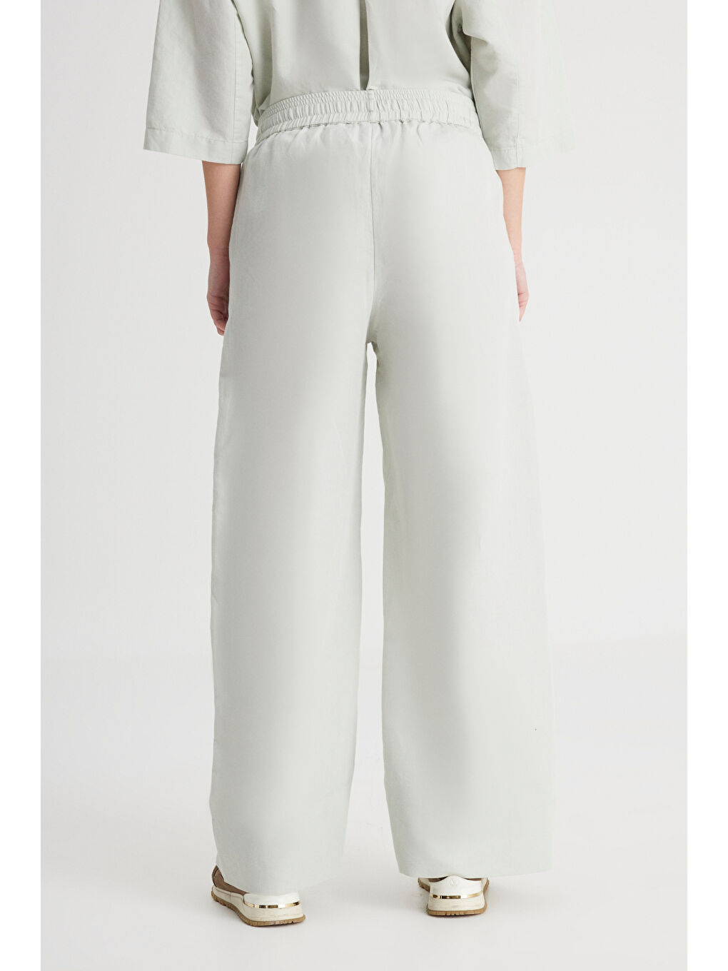 Loose Fit Geniş Kesim Normal Bel Geniş Paça Mint Yeşili Pantolon-5