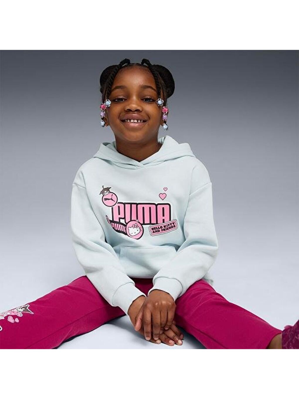 Hello Kitty&Friends Graphic Çocuk Mavi Kapüşonlu Sweatshirt-3