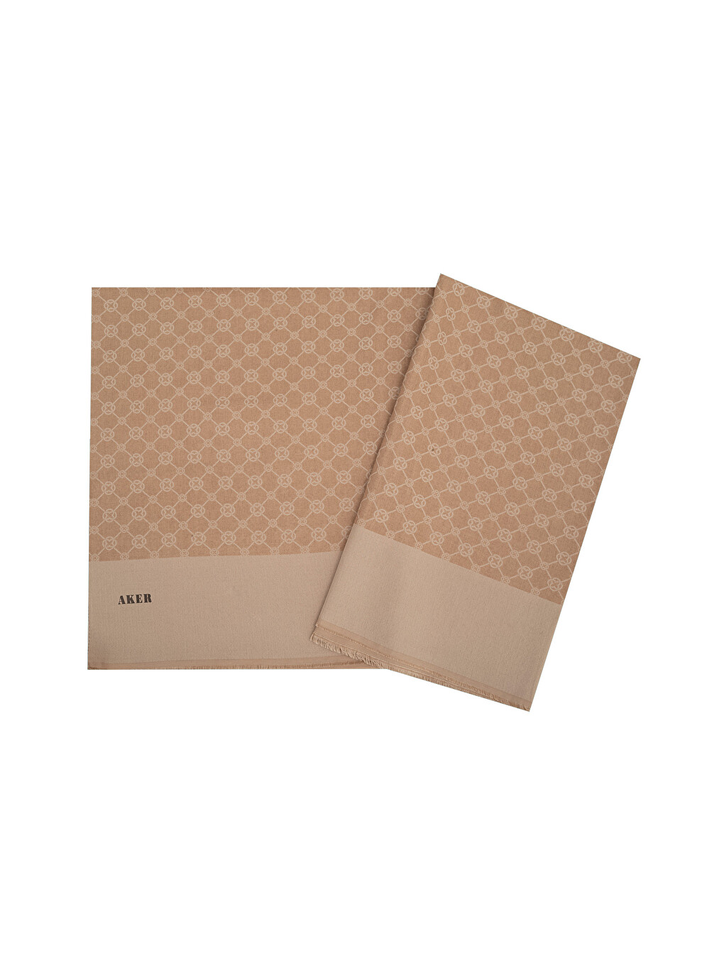 Bej Vizon 75X190 CM Elegance Monogram Şal