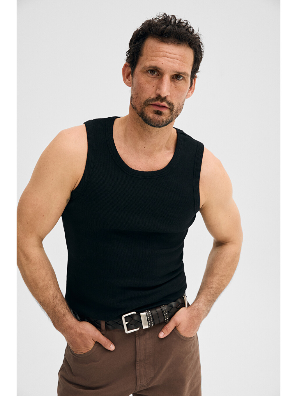 Siyah TREVISO Erkek Yumuşak Ve Esnek Kumaşlı Organik Pamuklu Slim Fit SİYAH Atlet-1
