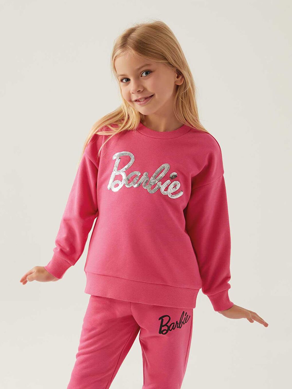 Civil Açık Fuşya Barbie Kız Çocuk Sweatshirt 3-7 Yaş Açık Fuşya