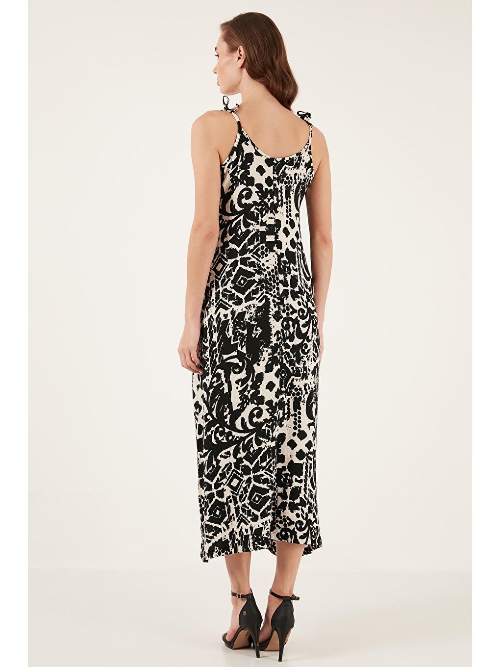 Siyah Regular Fit İp Askılı Uzun Kadın Elbise 5865732-4