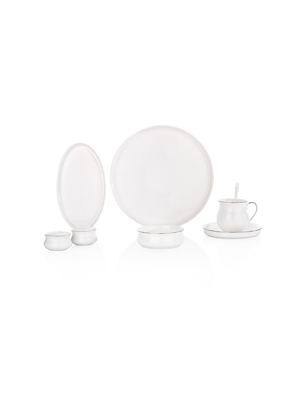 Beyaz Superfine Bone Lumiere Kahvaltı Takımı 32 Parça-Platin-3