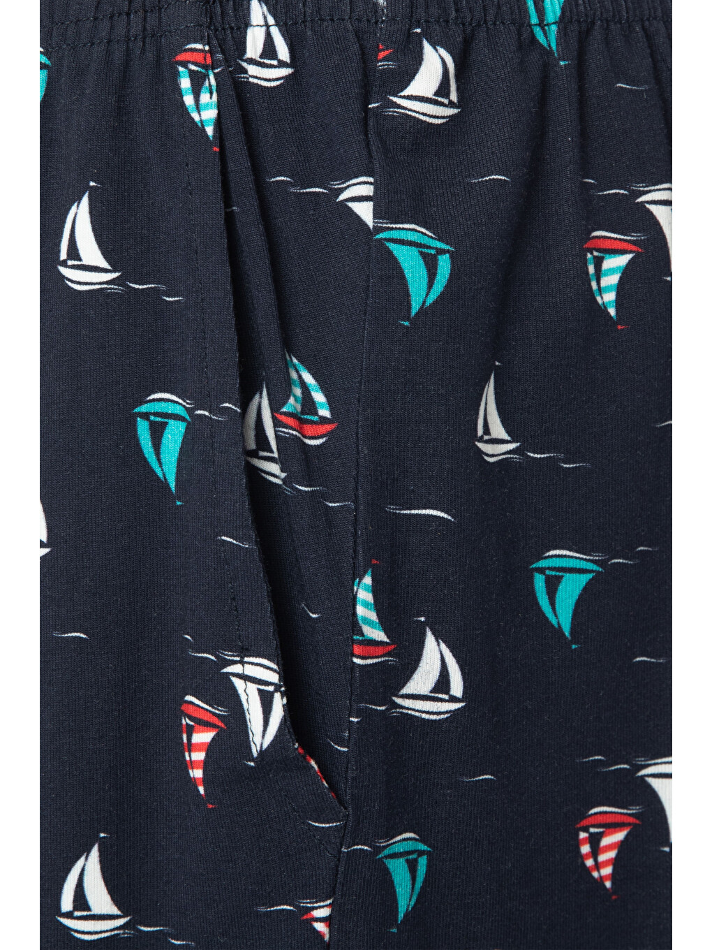 Beyaz Pamuklu Önden Bağlamalı Desenli Crop Tişört Pijama Takımı-3