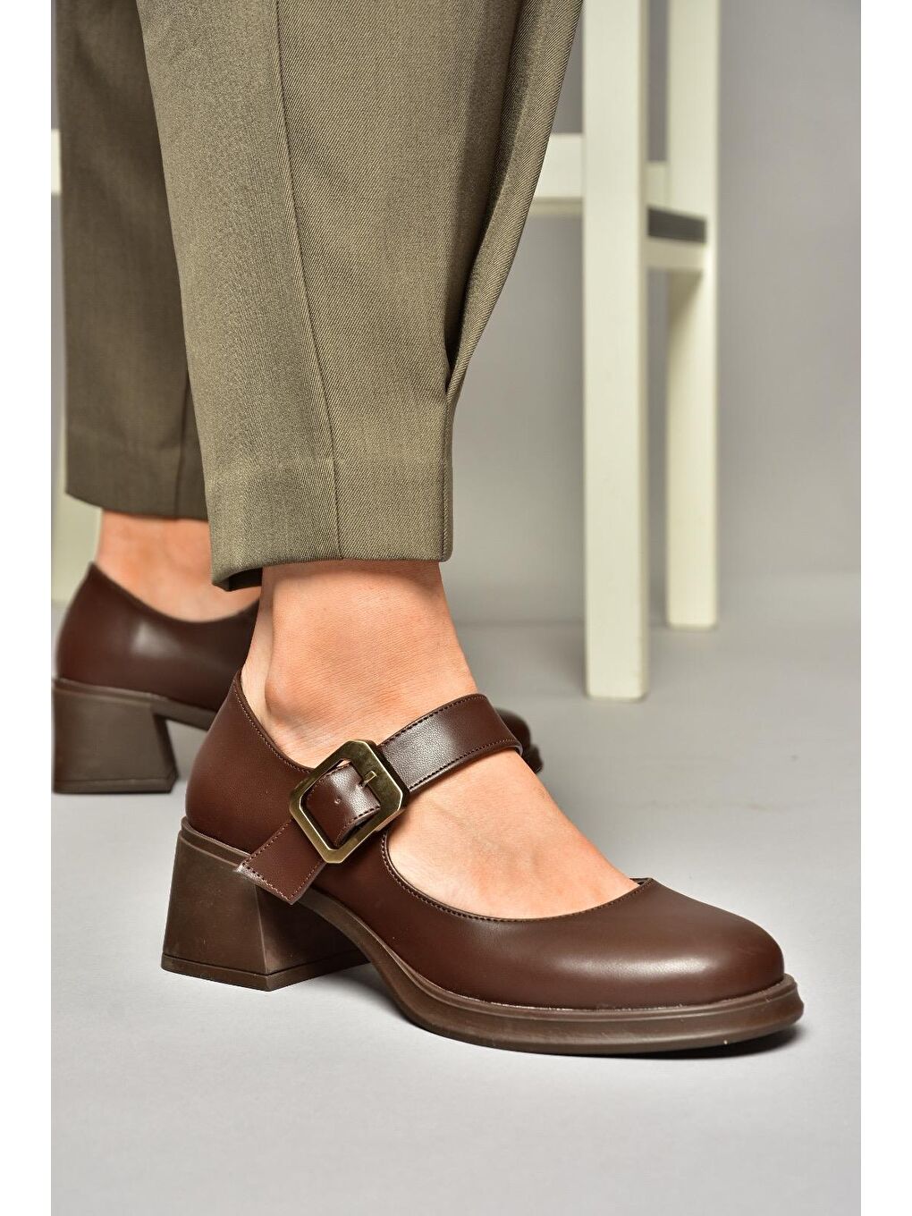 T8202360 Kahverengi Kadın Topuklu Ayakkabı-2