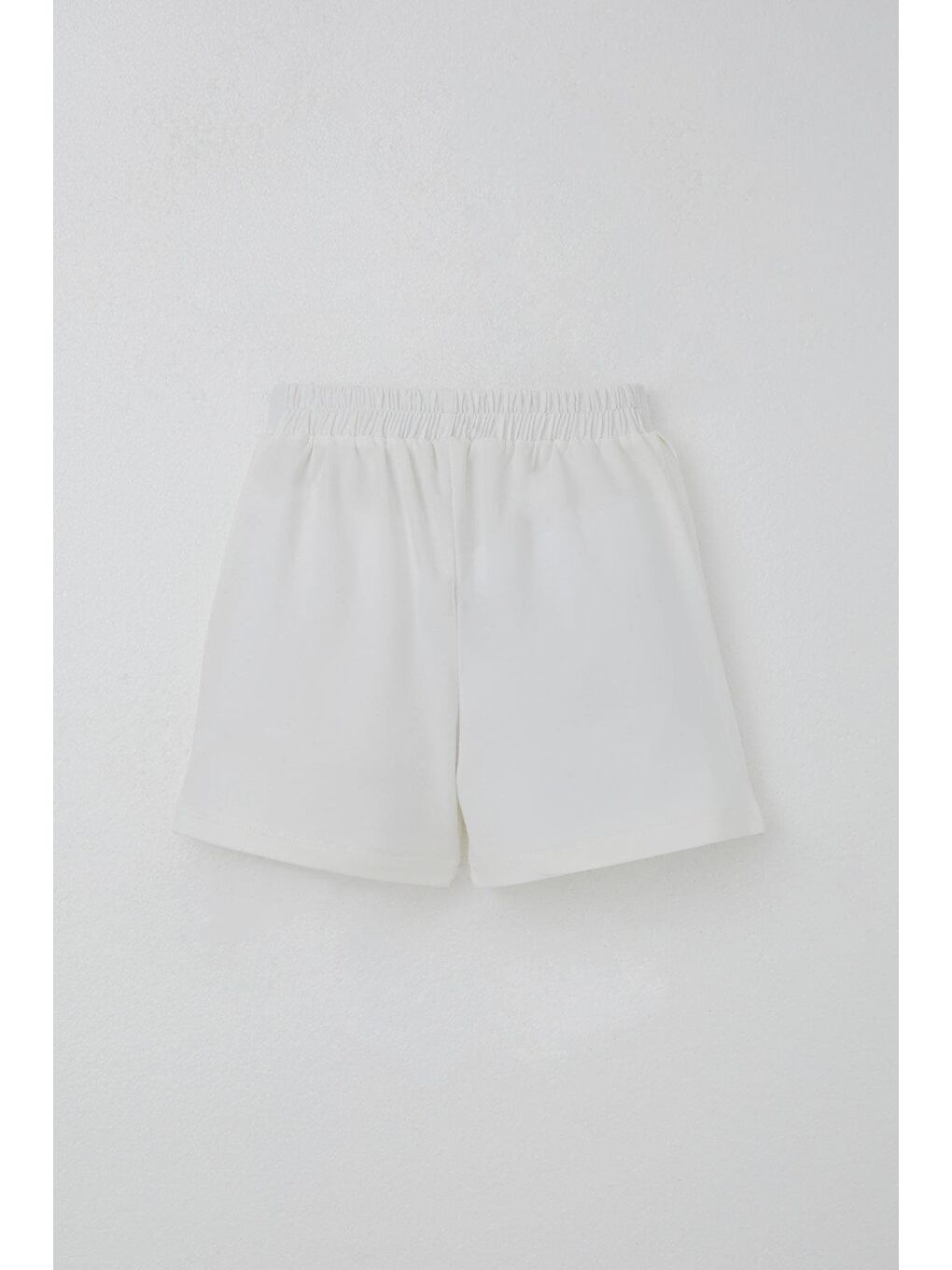 Kız Çocuk Şort Etek Fiyonk Aksesuarlı Fırfırlı Ekru (6-10 Yaş)-1