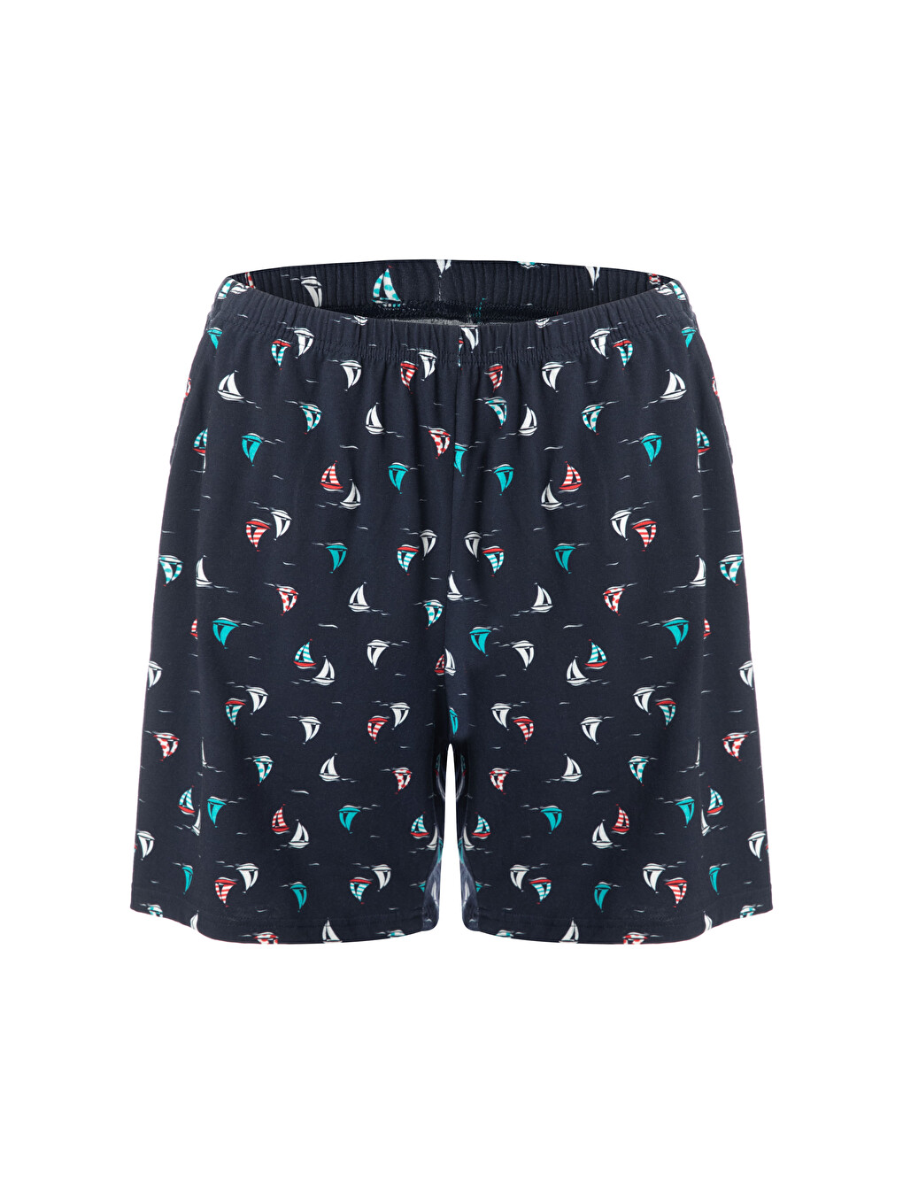 Beyaz Pamuklu Önden Bağlamalı Desenli Crop Tişört Pijama Takımı-4
