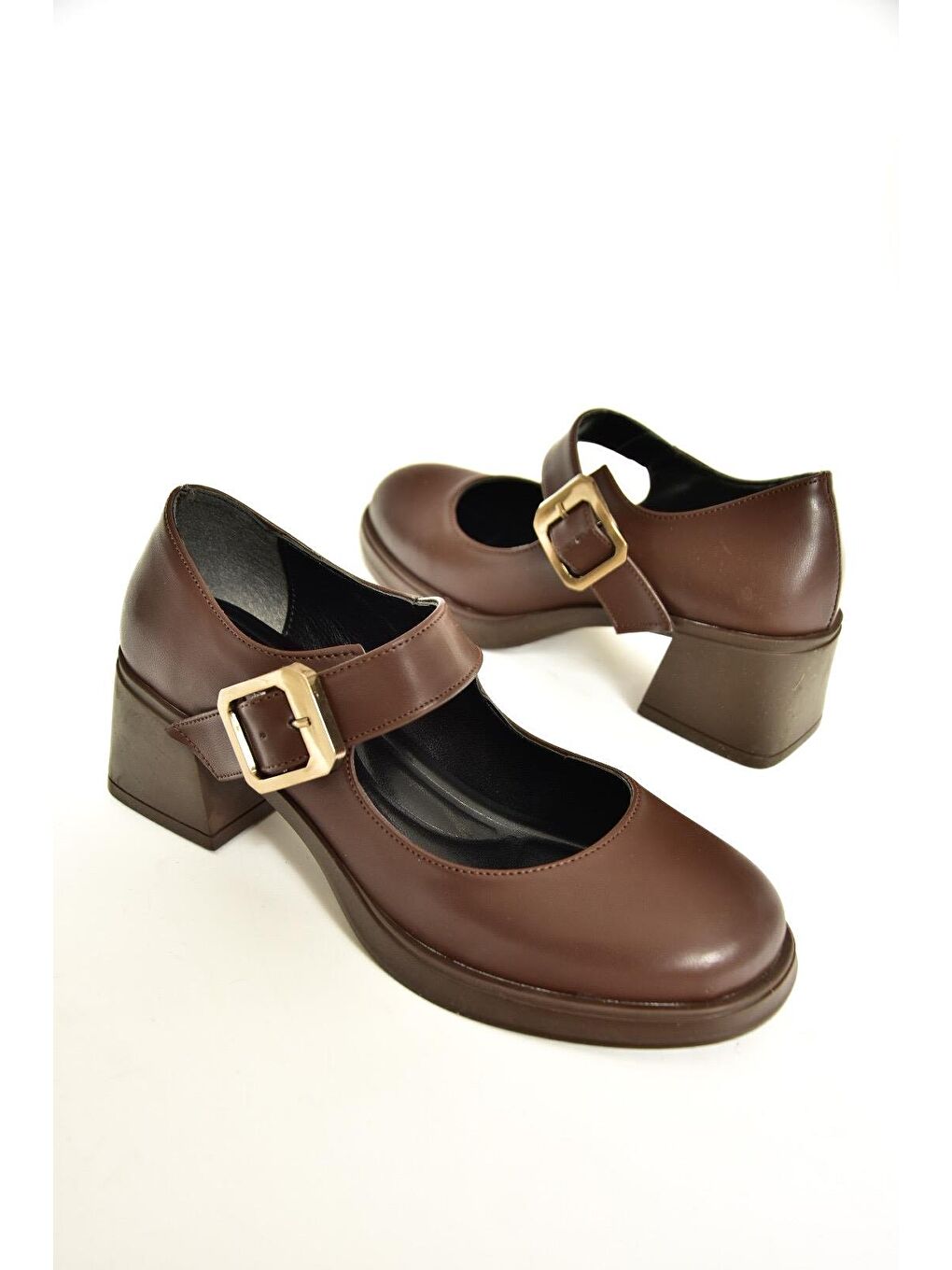 T8202360 Kahverengi Kadın Topuklu Ayakkabı-5