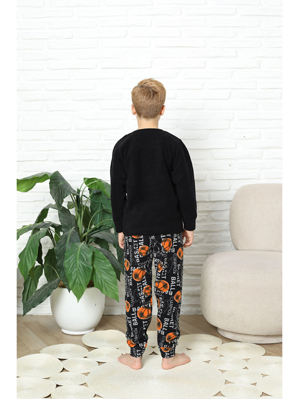 Siyah Erkek Çocuk Welsoft/Polar Kumaş Pijama Takımı 12491-3