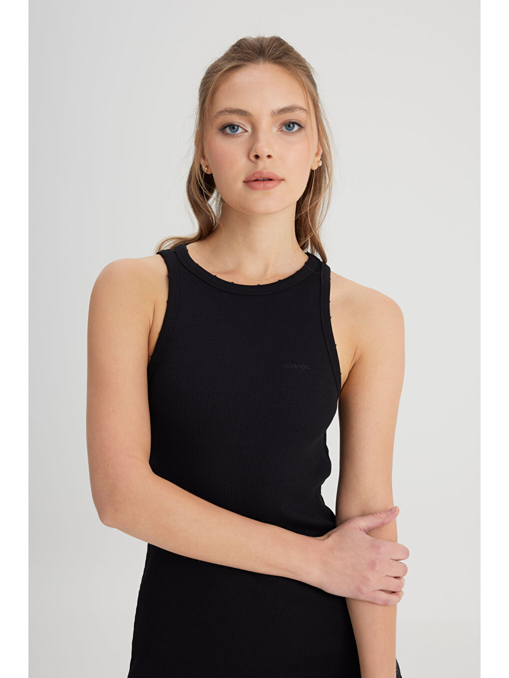 Slim Fit Dar Kesim Bisiklet Yaka Siyah Elbise-1